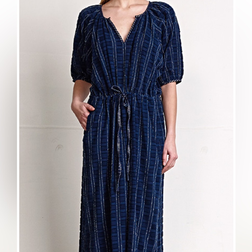 Ace & Jig Canyon embroidered midi dress navy